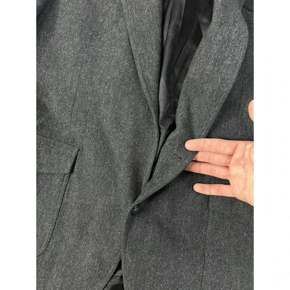 VTG Pendleton Western Suede Yoke Elbow Patches Wool Blazer Herringbone / 44 Long